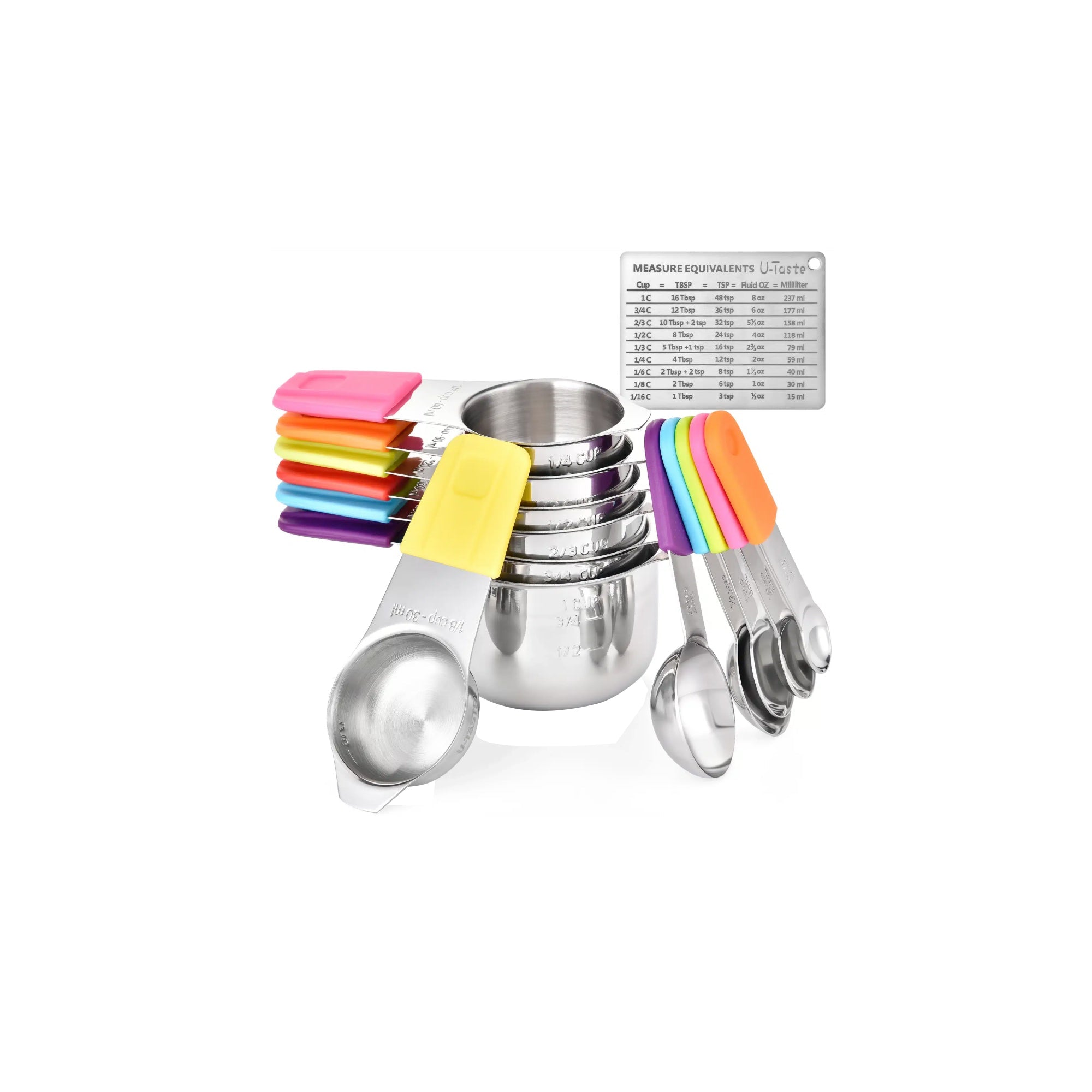 U-Taste Magnetic Measuring Cups & Spoons Set Ÿ?? 13-Piece Stainless Steel (18/8), 7 Cups & 5 Spoons