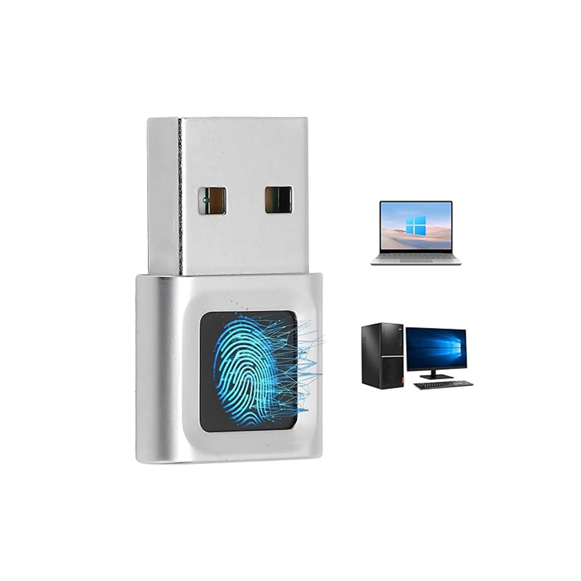 Bewinner USB Fingerprint Key Reader for PC Windows Hello – 360° Biometric Fingerprint Scanner with Anti-Spoofing Sensor