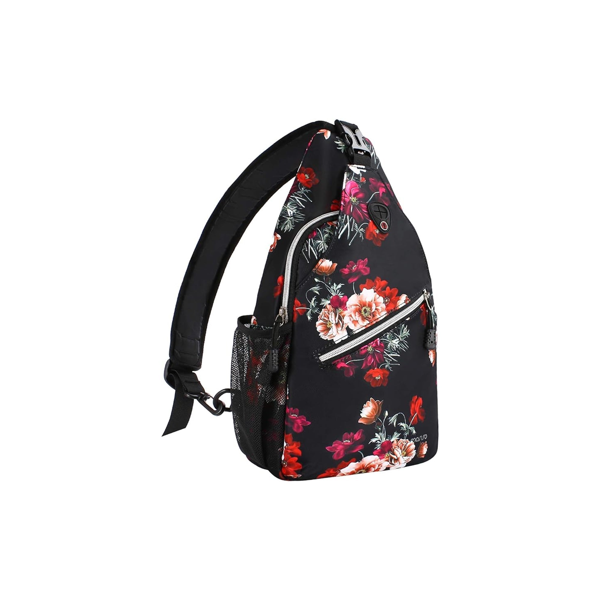 MOSISO Sling Backpack,Travel Hiking Daypack Cottonrose Crossbody Shoulder Bag, Black, Medium