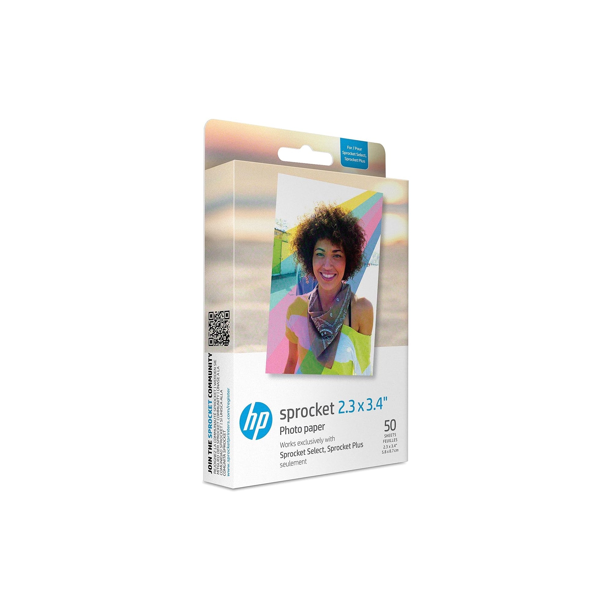 HP Zink Premium Photo Paper 2.3 x 3.4 50 Sheets Compatible with HP Sprocket and HP Sprocket 2 in 1