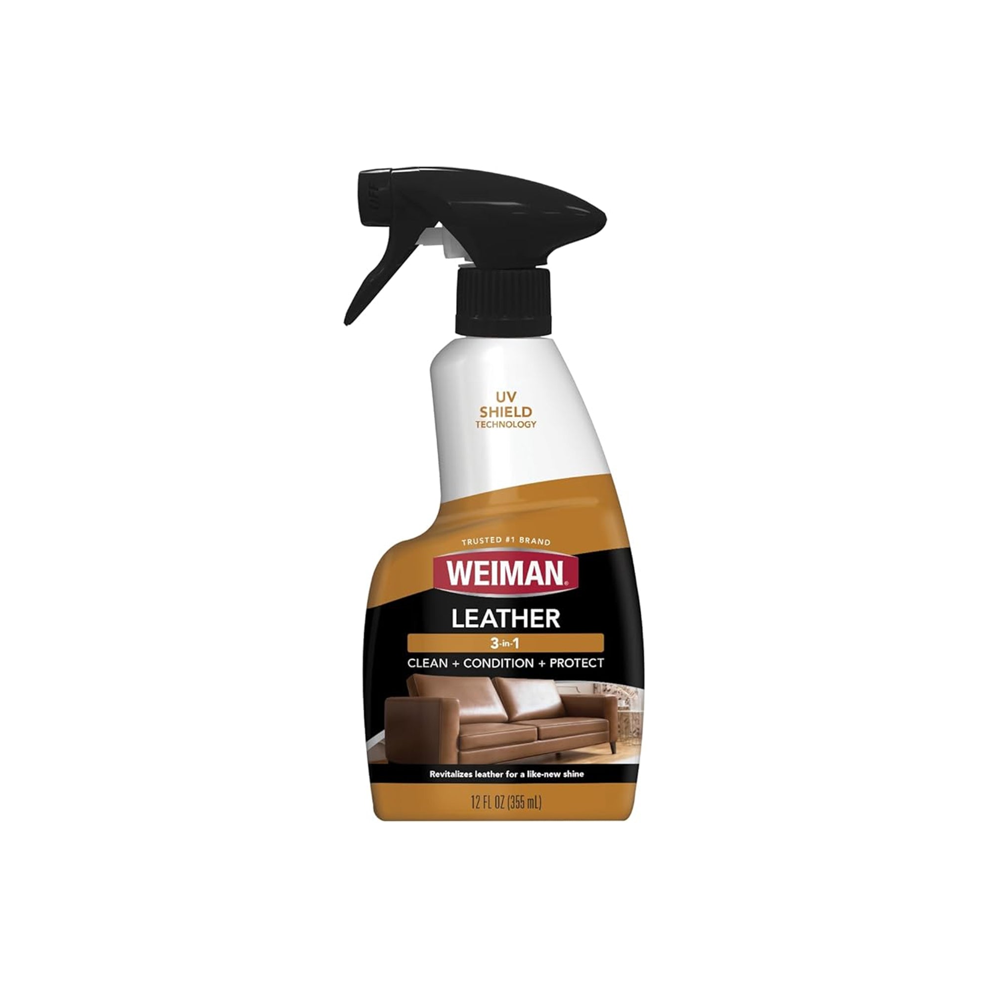 Weiman Leather Cleaner and Conditioner 12oz – Cleans, Restores & Protects Leather Furniture, Car Seats, Shoes & Bags | UV Protection Formula