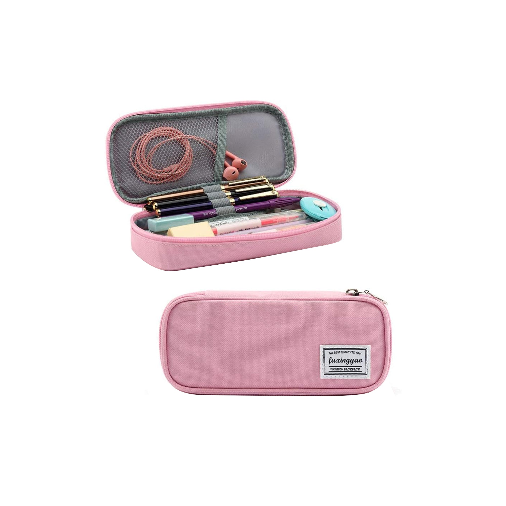 FUXINGYAO Pink Pencil Case Multi Slot Pouch Portable Bag for School and Office
