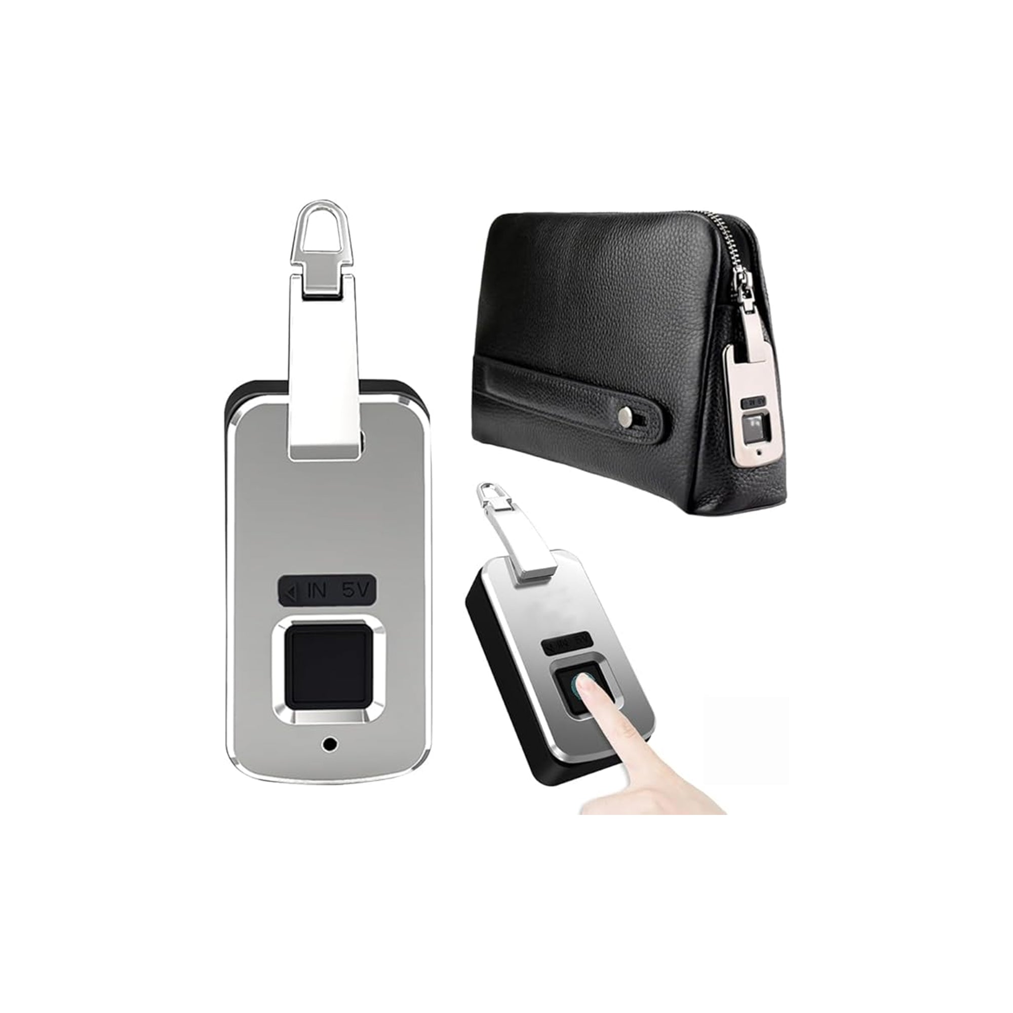 Azonee Fingerprint Lock Portable Anti-Theft USB Rechargeable Smart Padlock IP65 Waterproof Silvery – Smart Biometric Lock for Travel & Bags