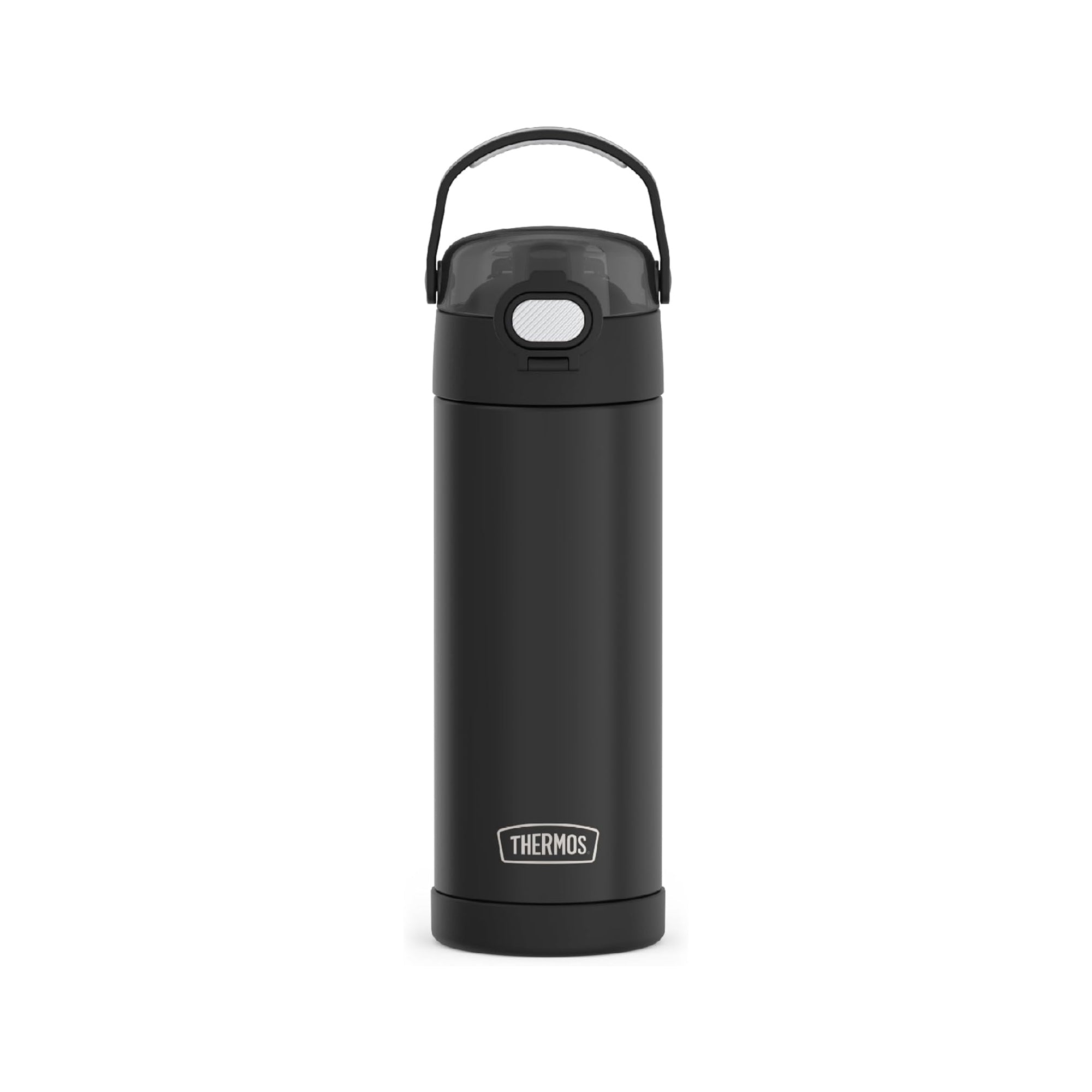 THERMOS FUNTAINER 16 Ounce Stainless Steel Vacuum Insulated Water Bottle with Wide Spout Lid, Black Matte