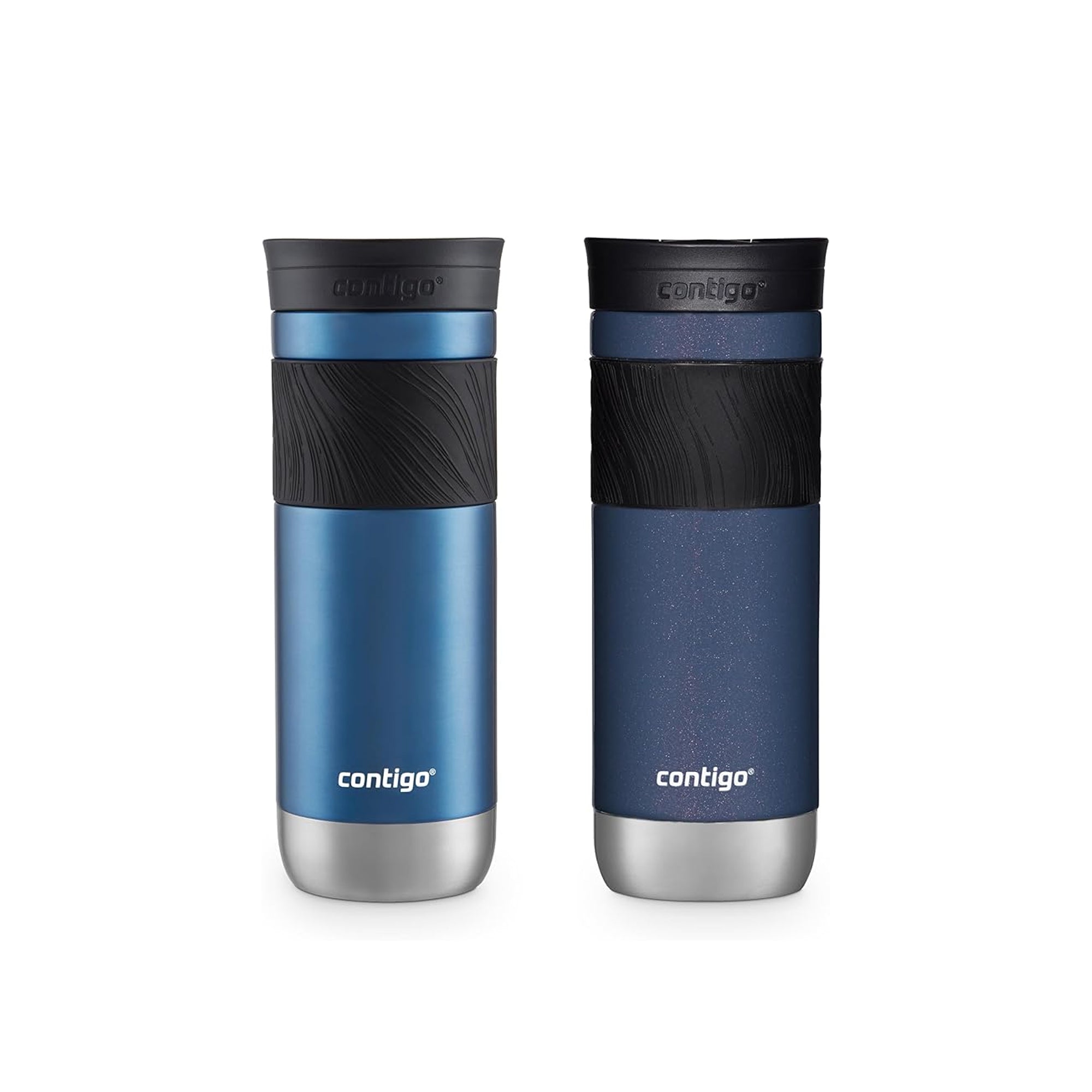 Contigo SNAPSEAL Insulated Stainless Steel Travel Mug with Grip 20oz – Blue Corn Transparent Satin & Midnight Berry