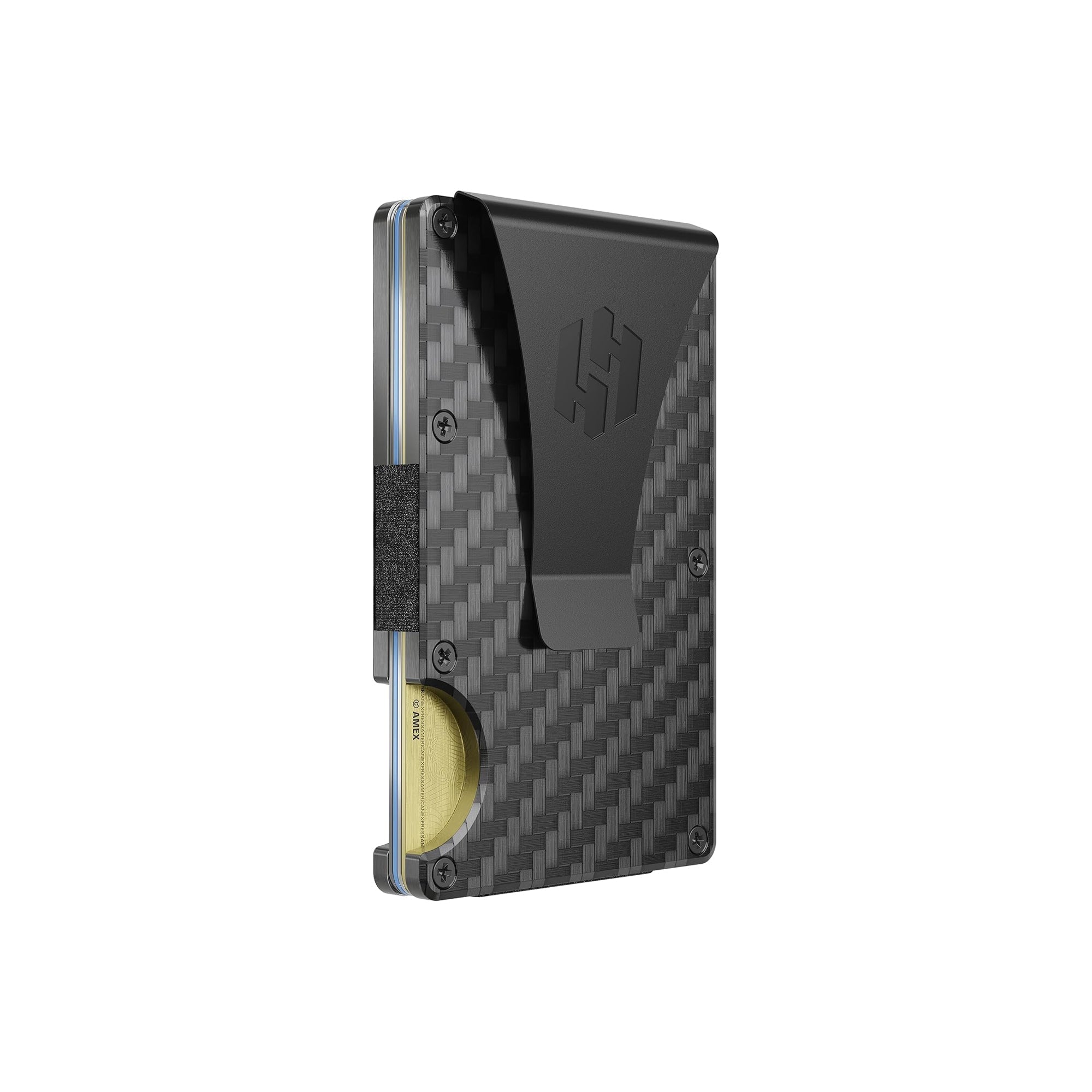 Hayvenhurst Slim RFID Blocking Metal Wallet for Men – Minimalist Front Pocket Card Holder with Money Clip (Carbon Fiber)
