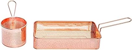 Gold Food Serving Basket Ÿ?? Sandwich, Snack & Fry Tray for Tabletop Serving