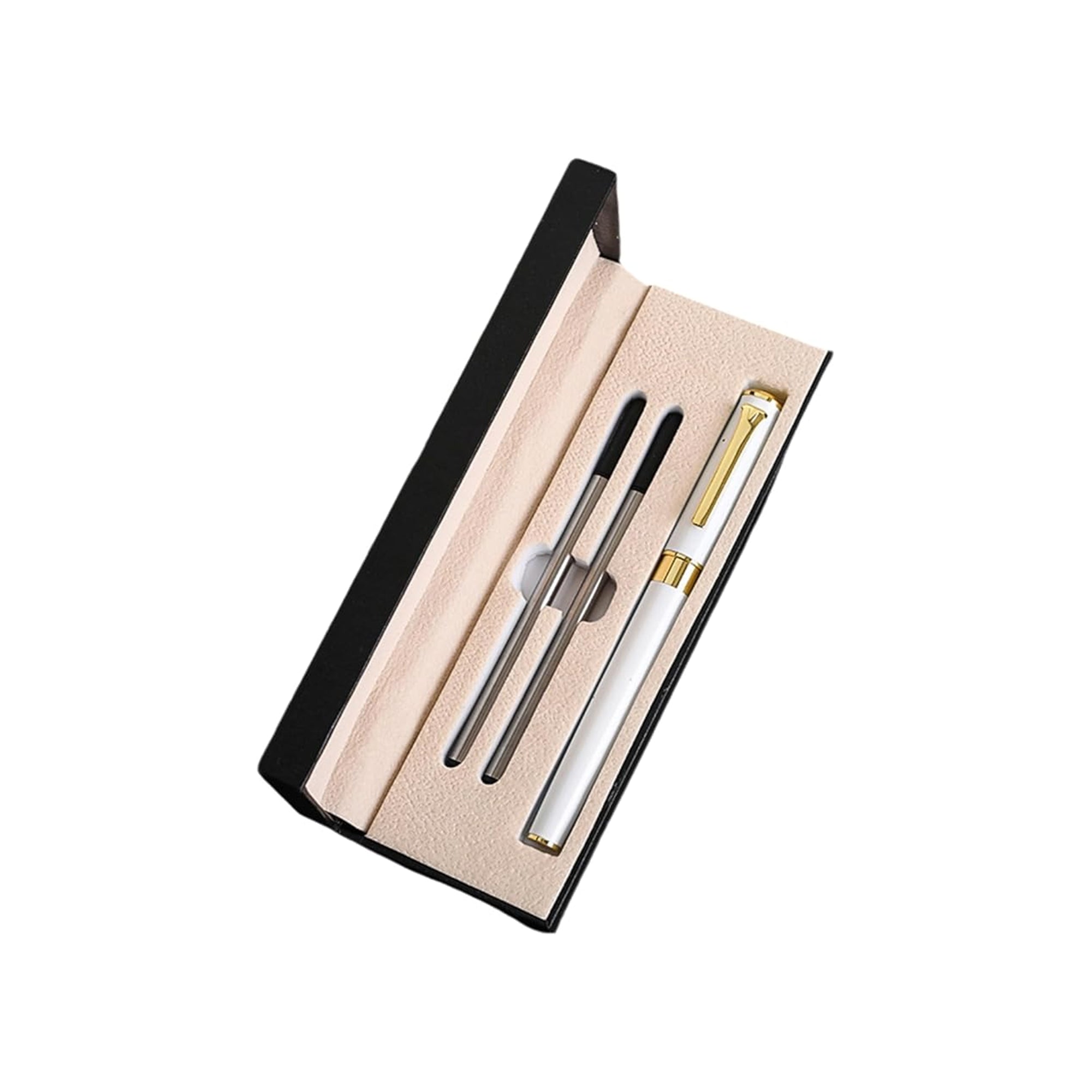 Tazweeq Ballpoint Pen Set White Lacquer Luxury 0.5mm Fine Tip Gift Set – Luxury Designer Ballpoint Pen Gift Set