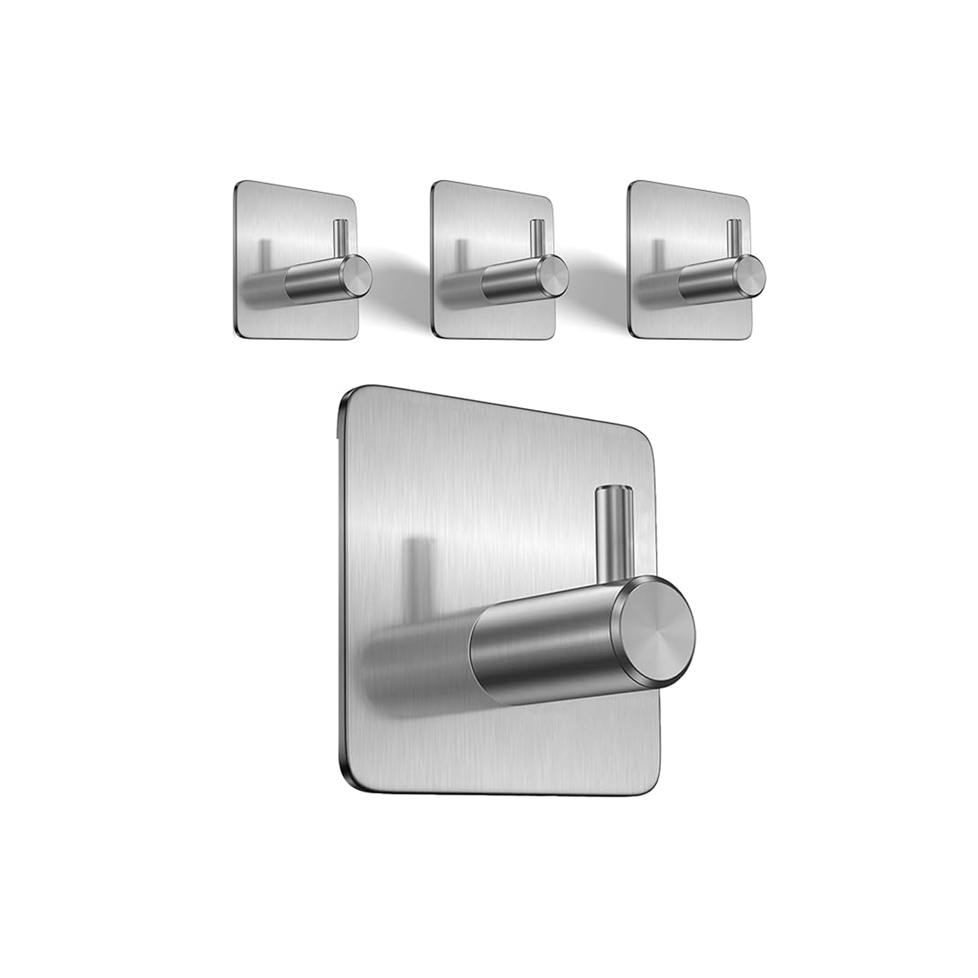 Self-Adhesive Wall Hooks 4-Pack – 304 Stainless Steel Waterproof Anti-Rust Hooks for Bathroom, Kitchen, and Bedroom Storage