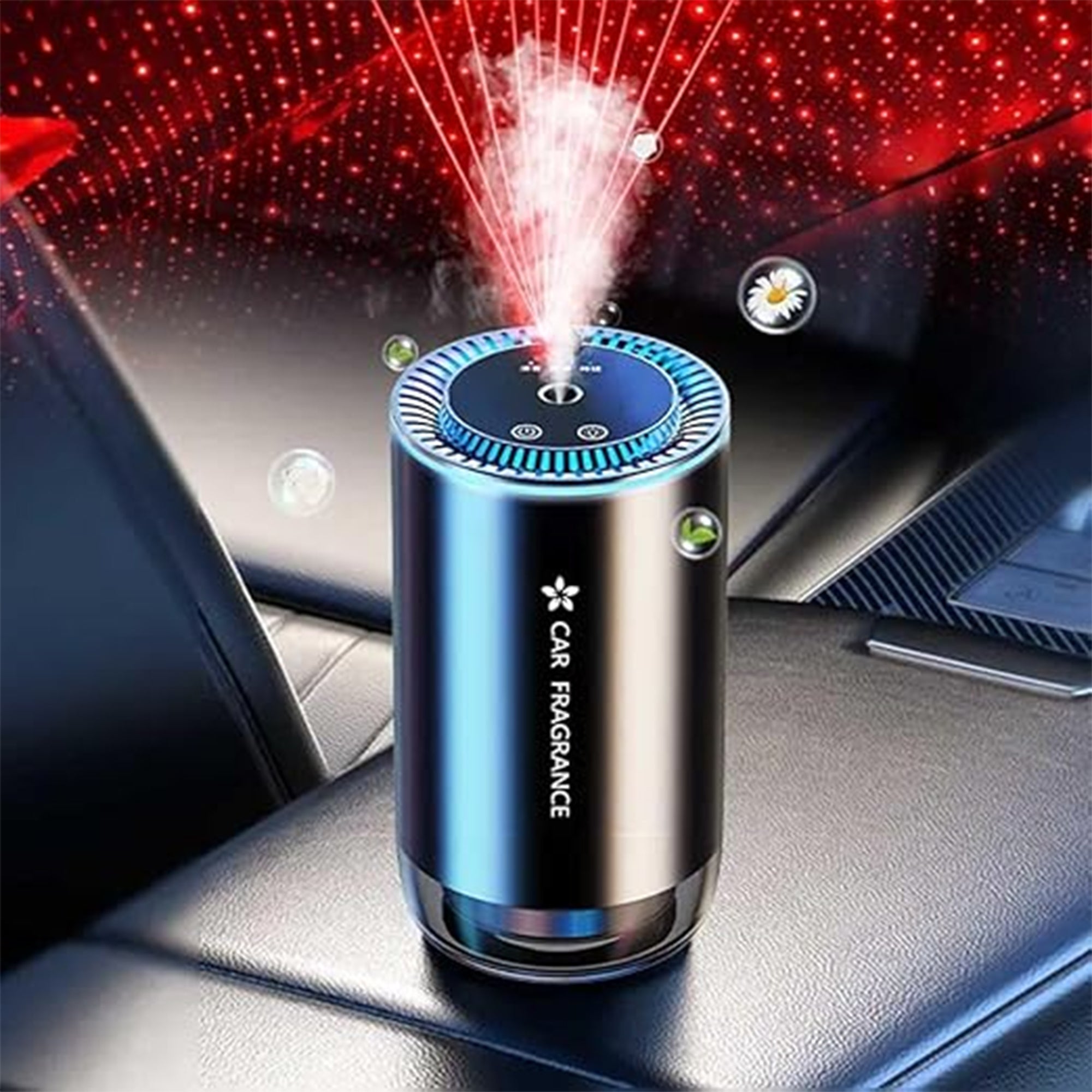 Smart Starry Projection Car Aroma Diffuser – Rechargeable USB Cool Mist Mini Humidifier and Air Freshener with Large Capacity for Car, Home, Office, and Bedroom