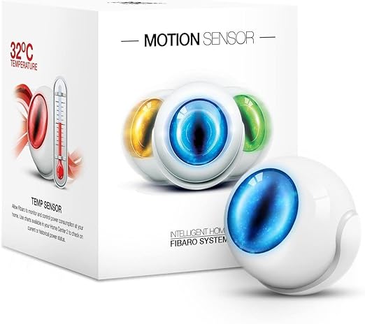 مستشعر حركة Fibaro FGMS 001 Gen 5 Z Wave Plus الأبيض الذكي للمنزل، مستشعر درجة الحرارة والضوء