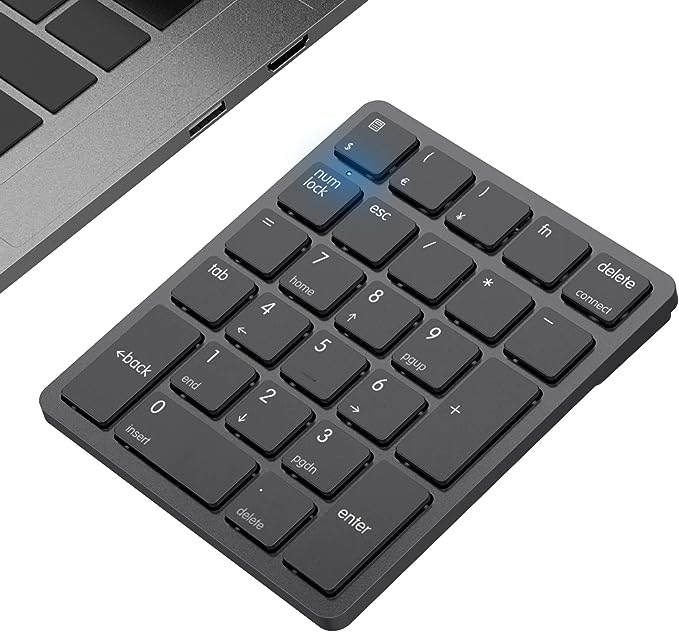 havit Bluetooth Number Pad Wireless 26 Key Rechargeable Portable Numeric Keypad for Laptop and Desktop
