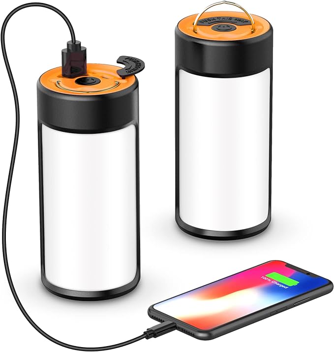 CT CAPETRONIX Rechargeable LED Camping Lantern Ÿ?? 400LM, 5 Modes, Water-Resistant, 2-Pack