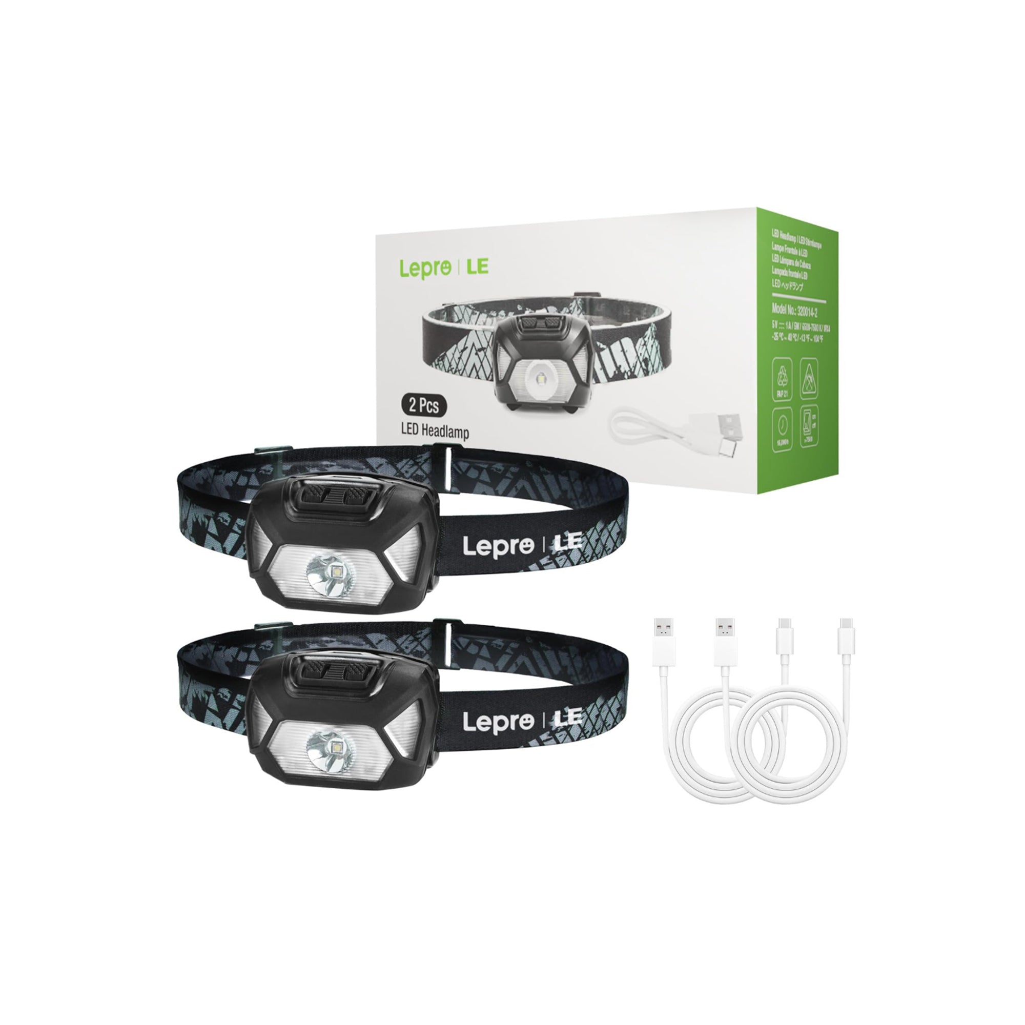 Lepro Rechargeable LED Headlamp – Super Bright Hands-Free Head Light with 6 Modes | Waterproof Camping & Hiking Headlamp with Adjustable Headband & USB Charging