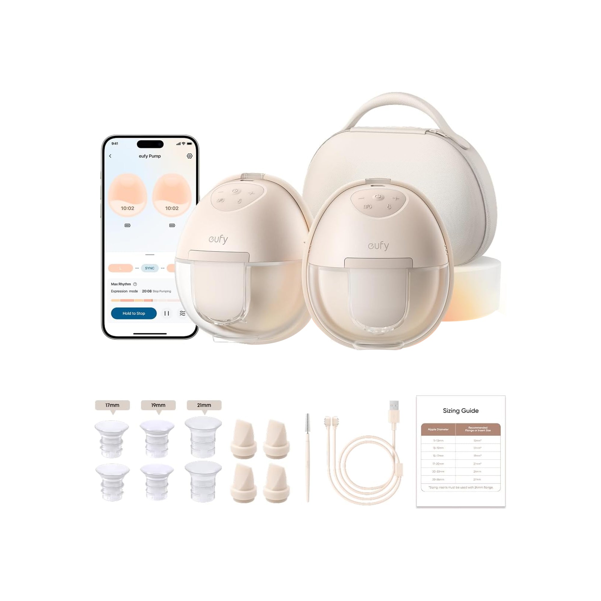 eufy Security Heated Wearable Breast Pump S1 Pro – Hands-Free Wireless Breast Pump with HeatFlow Technology & App Control | Rechargeable Portable Pump