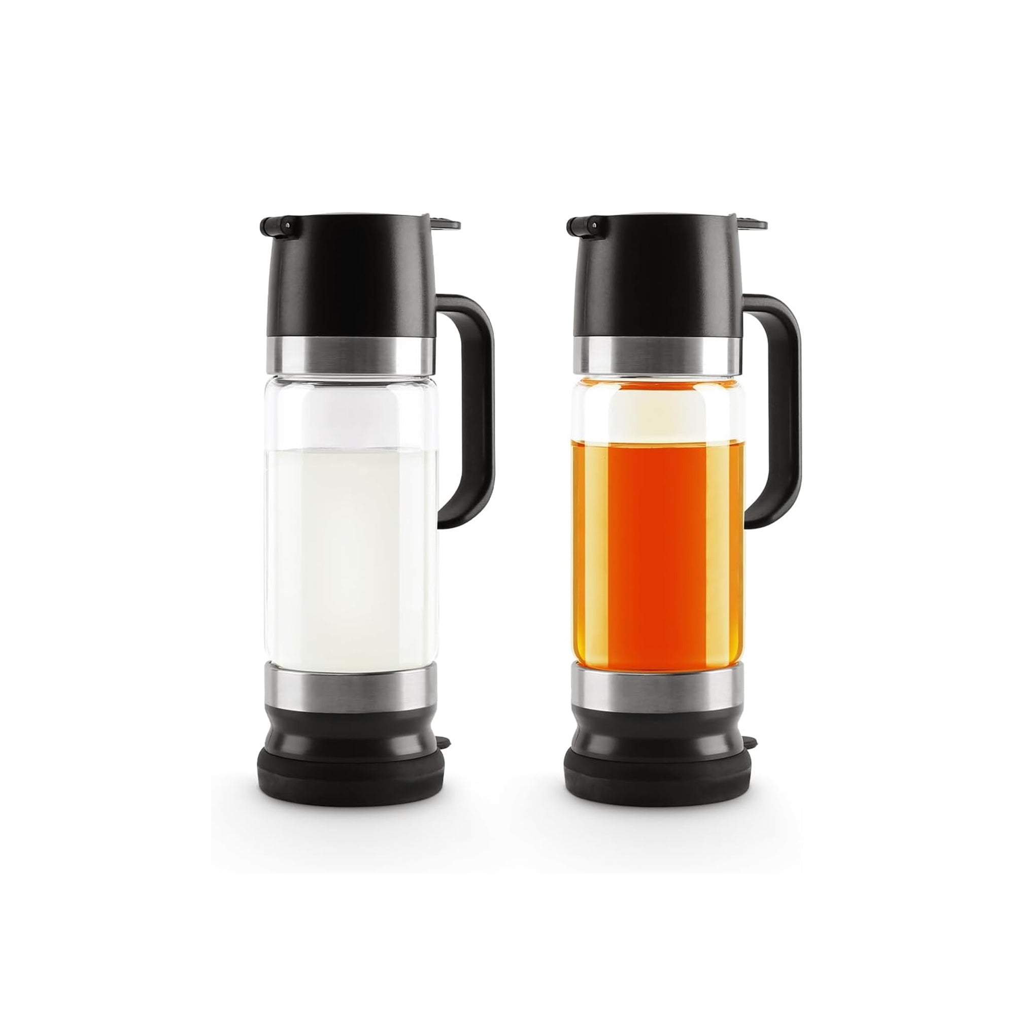 Aelga Coffee Syrup Dispenser 12 oz – Glass Honey & Syrup Bottles with Handle, No-Drip Pour Spout, 2-Pack Coffee Bar Accessories