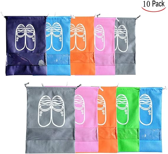 Binnan 10 Pcs Travel Shoe Bags,Waterproof Dustproof Shoe Bags for Boots, High Heel, Shoes