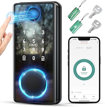 Keyless Entry Door Lock with Keypad Fingerprint Smart Deadbolt Biometric Electronic Front Door Lock