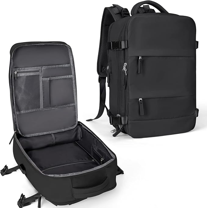 Coowoz Large Travel Backpack for Women Black Spacious Carry On Backpack