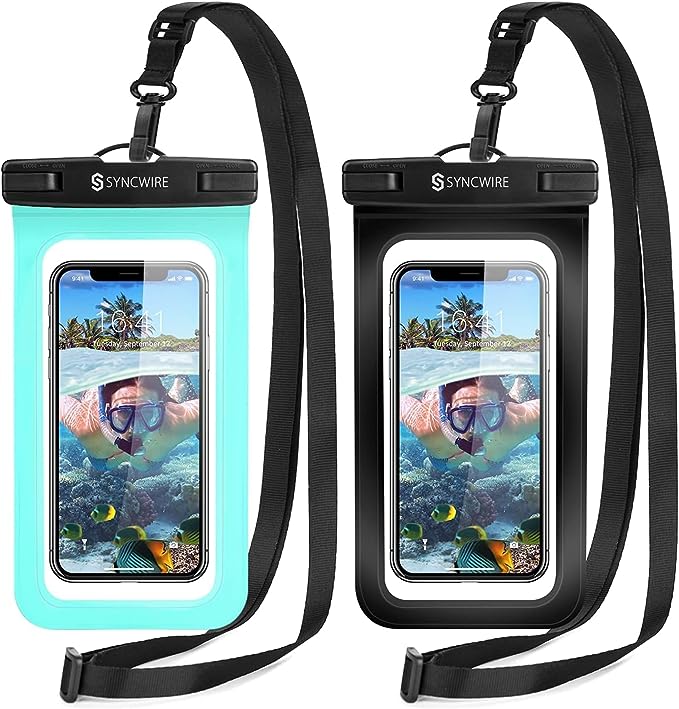 Syncwire Waterproof Phone Pouch [2-Pack] - Universal IPX8 Waterproof Phone Case with Lanyard for iPhone and Other Phones