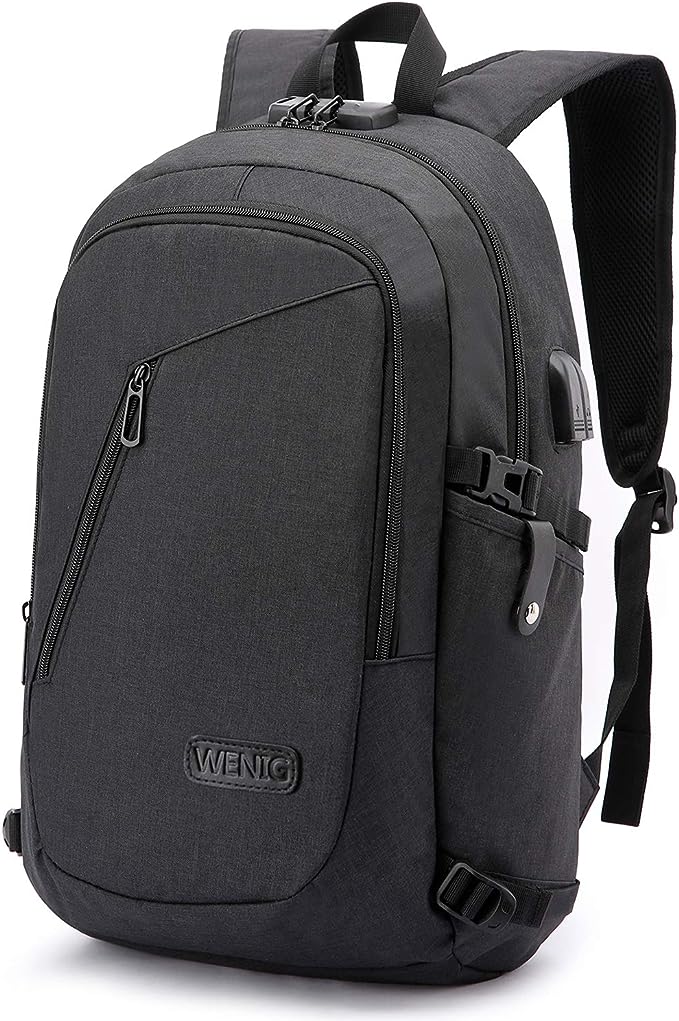 Anti Theft Laptop Backpack 43 cm with USB Charging Port Lock Water Resistant Business Travel Rucksack