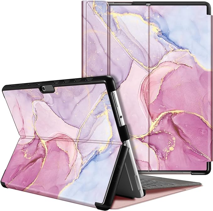 FINTIE Hard Shell Slim Portfolio Case for 13" Microsoft Surface Pro 8 (2021) Ÿ?? Z-Glittering Marble Ÿ?? Type Cover Compatible