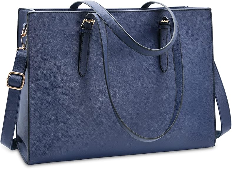 Laptop Bag for Women Waterproof Lightweight Leather 15.6 Inch Computer Tote Bag Business Office Briefcase Large Capacity Handbag Shoulder Ba