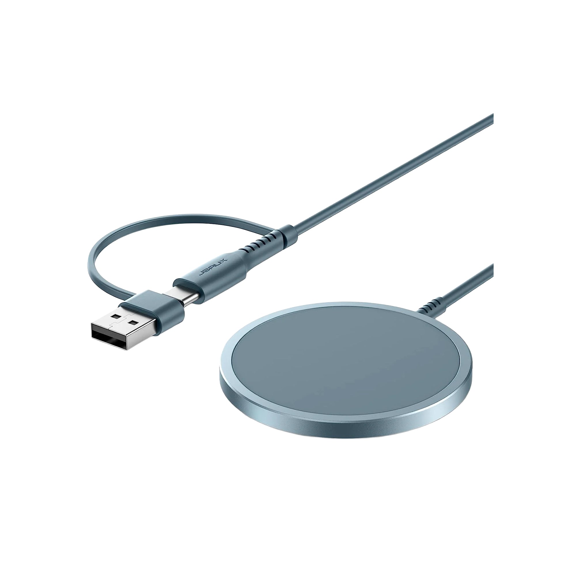 JSAUX 15W MagSafe Compatible Magnetic Wireless Charger Pad for iPhone 15 14 13 12 and AirPods Blue