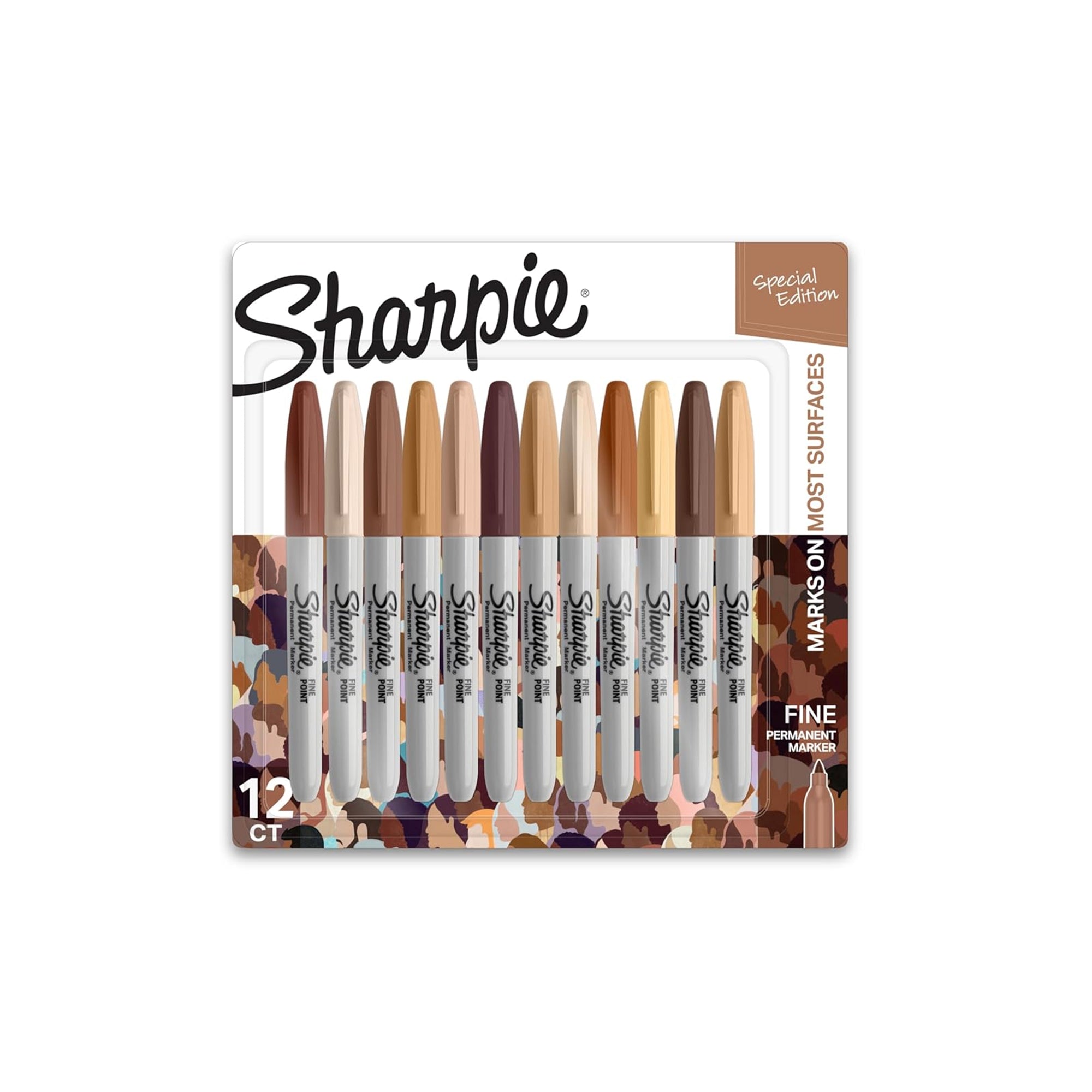 Sharpie Permanent Markers – Special Edition Portrait Colors, Fine Point, 12 Count Assorted Skin Tone Shades