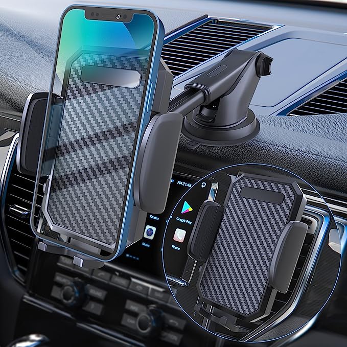 FBB Phone Mount for Car, [ Off-Road Level Suction Cup Protection ] 3in1 Long Arm Suction Cup Holder Universal Cell Phone Holder Mount Dashbo