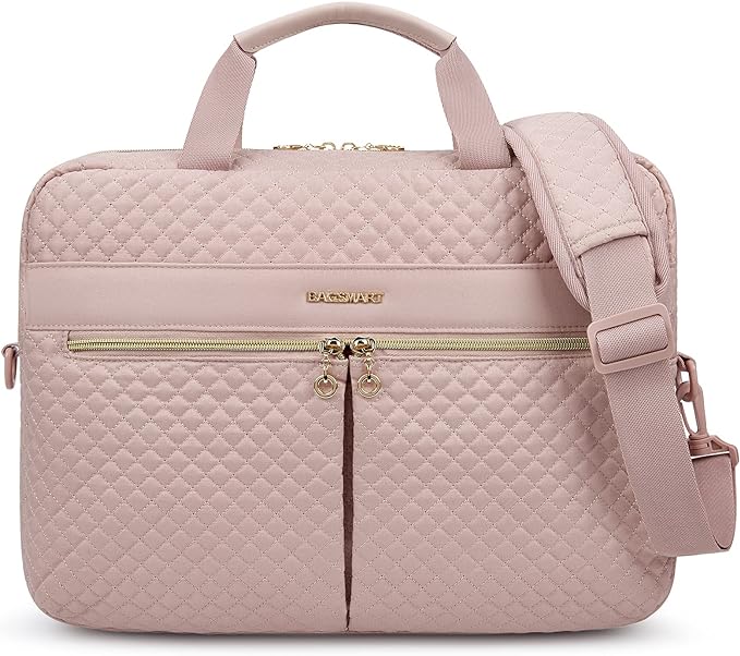 BAGSMART Laptop Bag 15.6" Ÿ?? WomenŸ??s Large Briefcase for Office, Travel & Business, Pink
