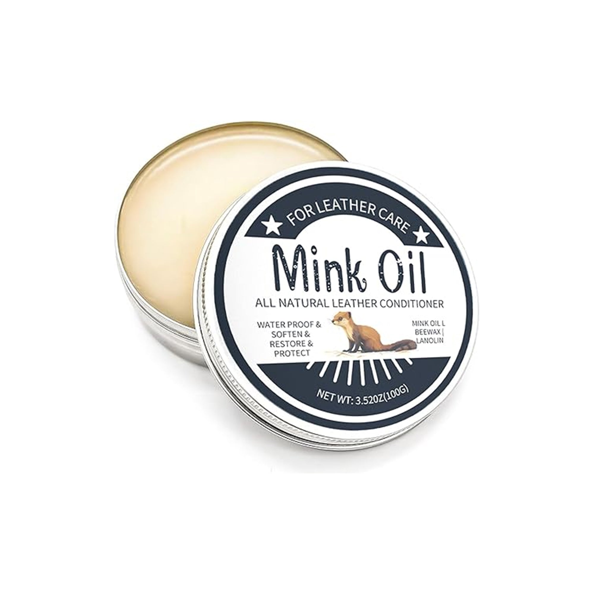 All-Natural Leather Cream & Mink Oil Kit – 3.52 oz Leather Conditioner Cleaner with Sponge for Waterproofing, Softening & Restoring Leather Items