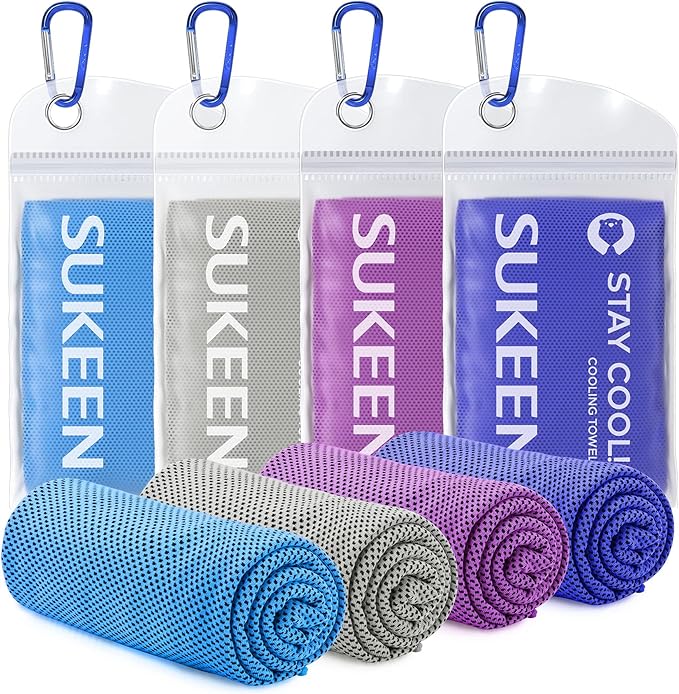 4-Pack Cooling Towel Ÿ?? 40x12 Inch Microfiber Ice Towels for Yoga, Running, Gym, Workout & Outdoor Fitness