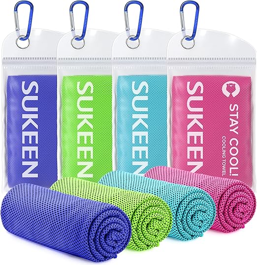 4-Pack Instant Cooling Towels Ÿ?? 40x12 Inch Microfiber Ice Towels for Yoga, Running, Gym, Workout & Camping