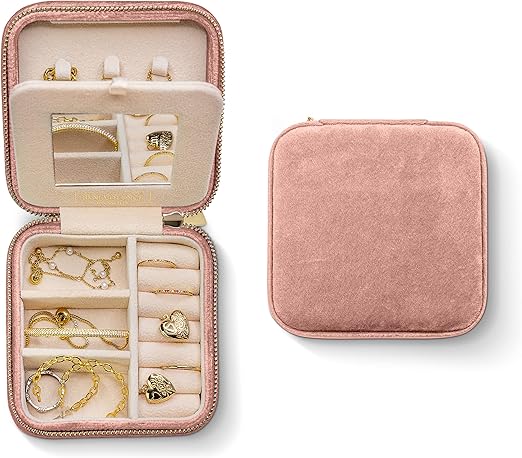 Benevolence LA Plush Velvet Travel Jewelry Storage Box Small Jewelry Organizer for Women