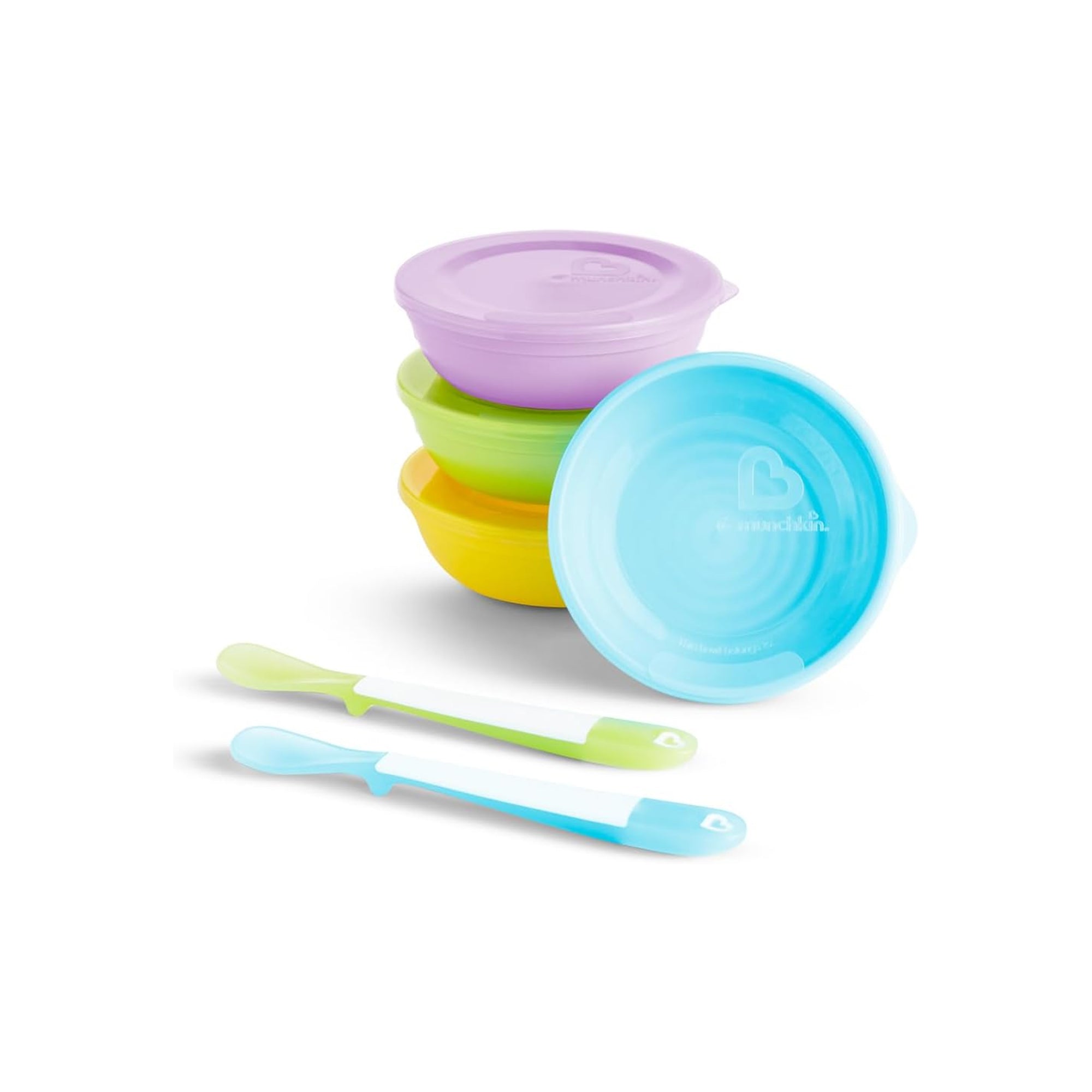 Munchkin Love-a-Bowls Set – 10-Piece Colorful Baby Bowls with Lids & 2 Spoons, BPA-Free Feeding Set for Infants, Toddlers & Kids