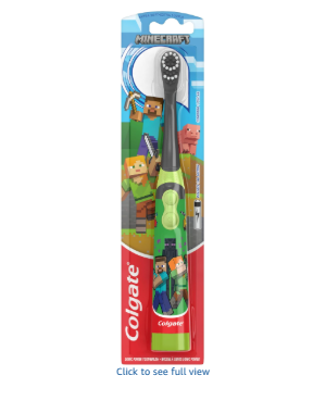 Colgate Kids Battery Powered Minecraft Toothbrush – Battery Operated Electric Toothbrush for Kids