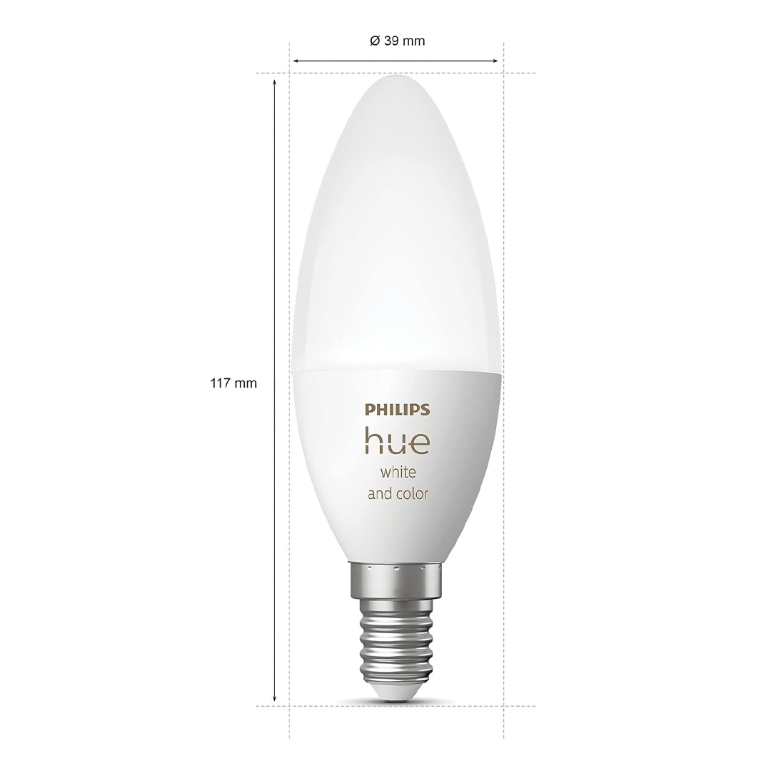 Philips Hue White & Color Ambiance E14 LED Light Bulb Pack of 2 Dimmable up to 16 Million Colors