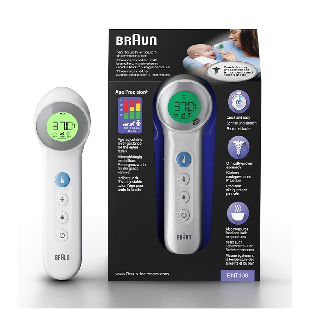 Braun BNT400 3-In-1 Forehead No Touch Thermometer Accurate Measurement for Adults and Kids