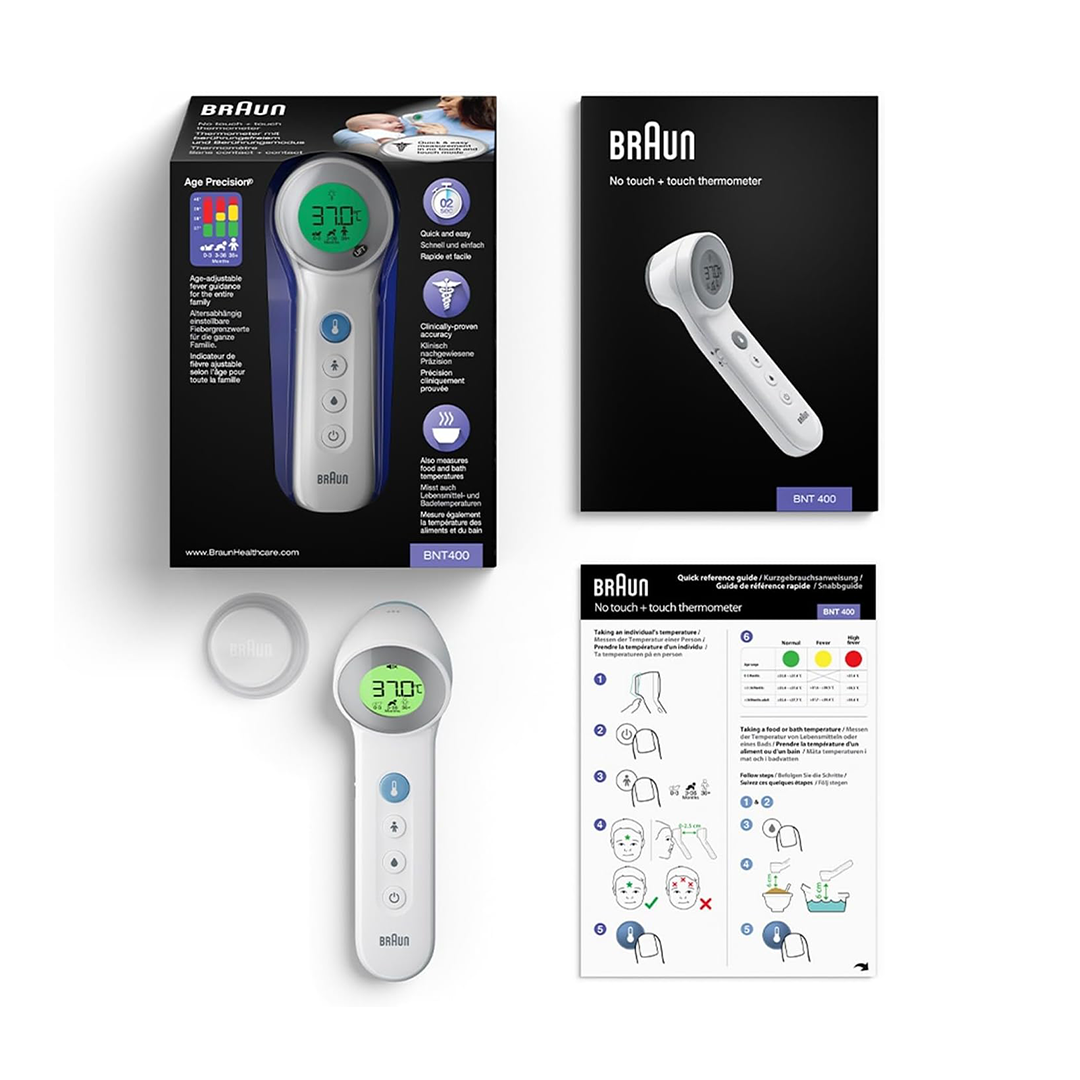 Braun BNT400 3-In-1 Forehead No Touch Thermometer Accurate Measurement for Adults and Kids