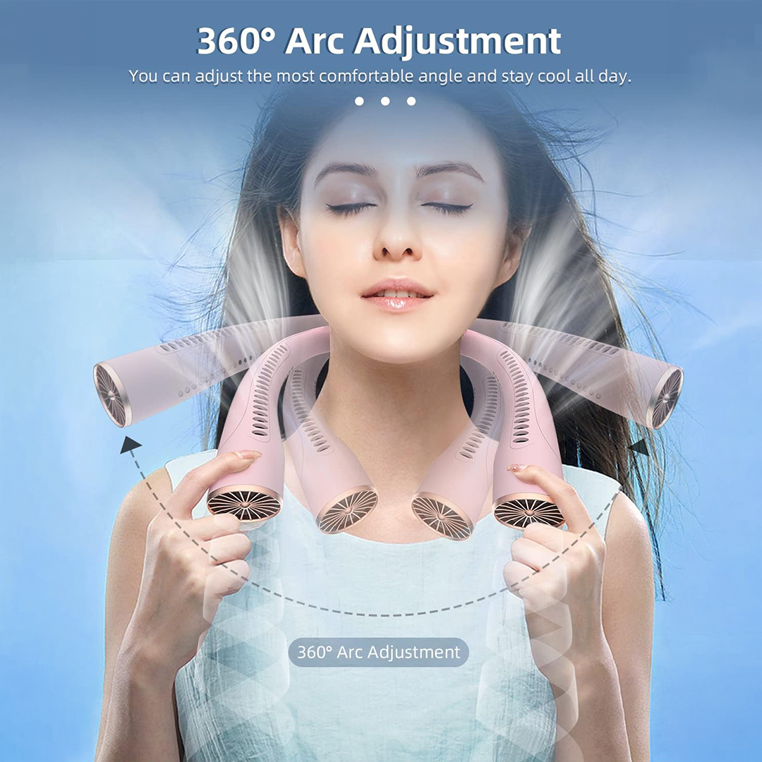 KENSUKA Neck Fan NF4 9600mAh Rechargeable USB Wearable Fan 5 Speed 180 Degree Bendable for Sports Travel Commuting