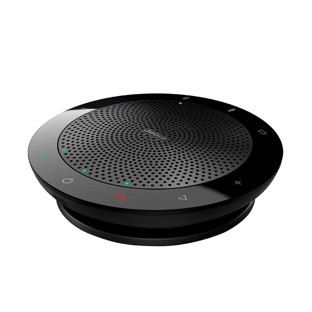 جهاز المؤتمرات Jabra Speak 410 المحسن للاتصالات الموحدة، مكبر صوت محمول للمؤتمرات مزود بتوصيل USB للتوصيل والتشغيل مع أجهزة الكمبيوتر، أسود (عبوة بيع بالتجزئة)