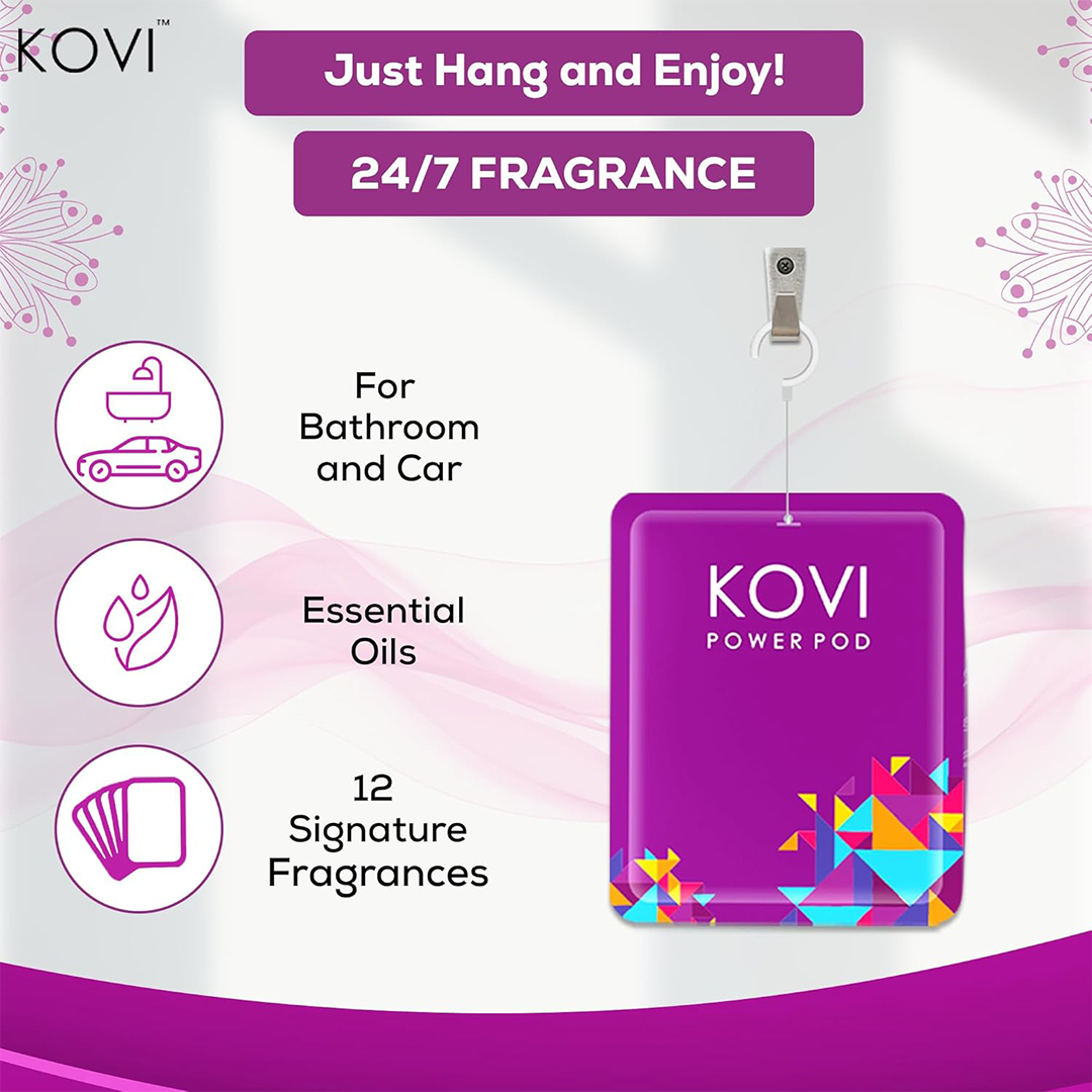 عبوة من 6 قطع من KOVI Air Fragrance Power Pods معطّر جو بالزيوت العطرية يدوم طويلاً للسيارة والحمام | كبسولات مزيلة للروائح الكريهة (10 جرام لكل كبسولة)