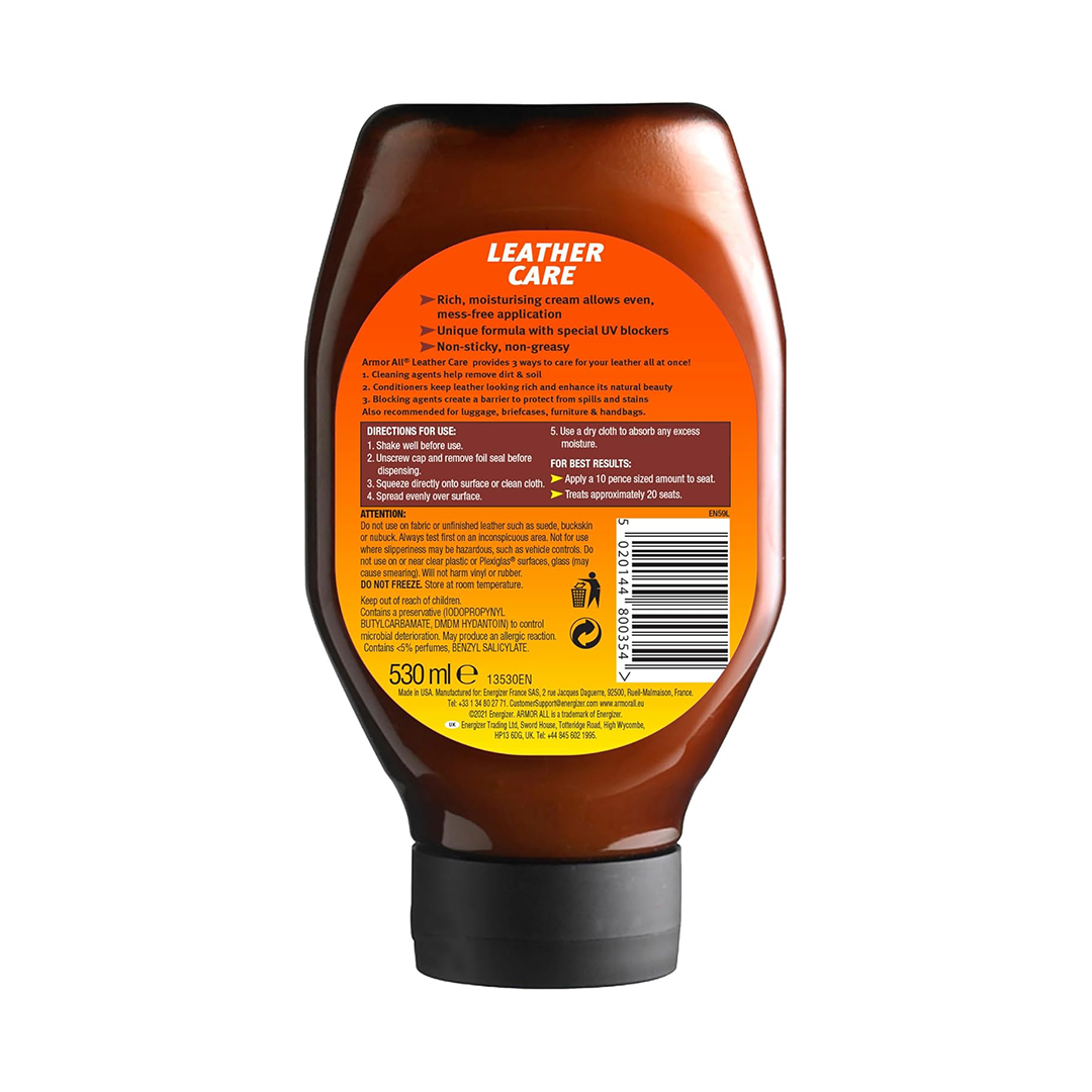 Armor All Leather Care Gel 532 ml, Leather Cleaner and Conditioner for Car Interiors, Seats, and Leather Surfaces