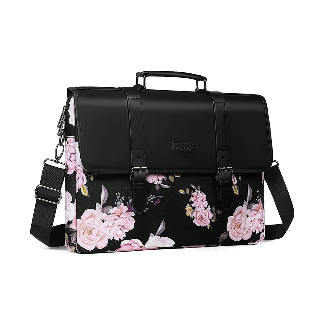 MOSISO Laptop Shoulder Bag for MacBook Pro 16 Inch 2019-2023 and 15-15.6 Inch Notebooks Peony Pattern