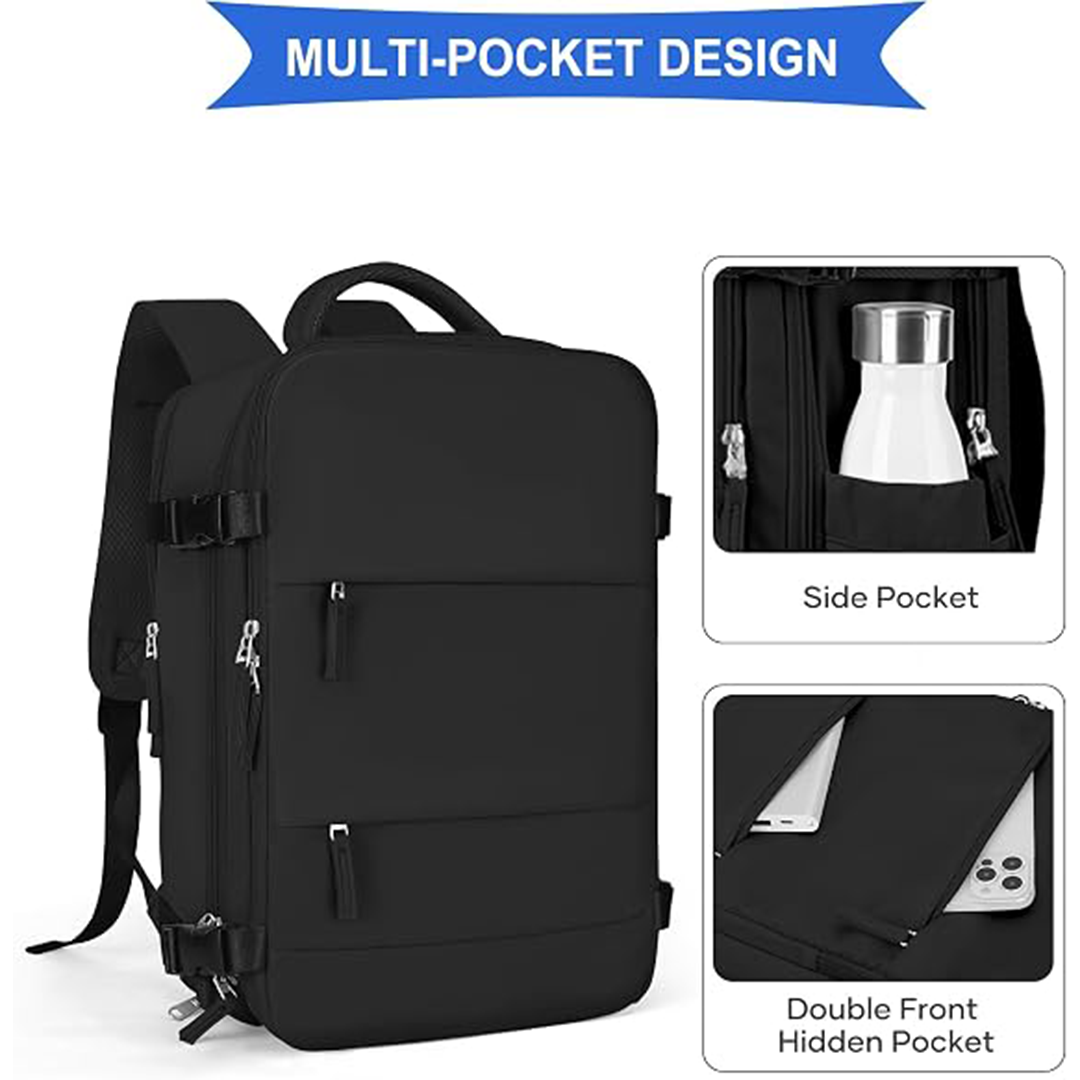 Coowoz Large Travel Backpack for Women Black Spacious Carry On Backpack