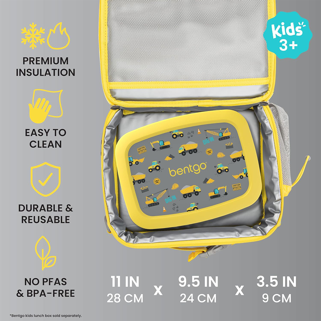 Bentgo Kids Prints Lunch Bag Double Insulated Water Resistant Fabric Zippered Pockets