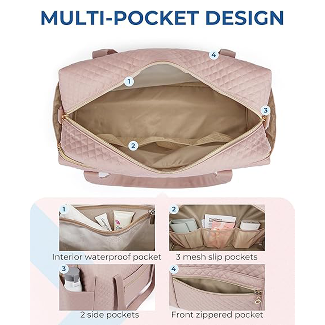 BAGSMART Travel Duffle Bag 31L Quilted Weekender Overnight Bag for Women with Laptop Compartment, Large Carry On Airport Bag with Wet Pocket