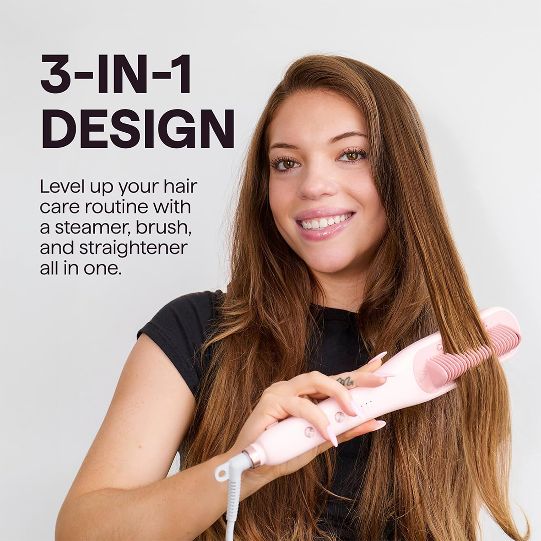 Wavytalk Pro Steam Straightener Brush 3-in-1 Steam Hair Straightening Brush, Reduces Damage & Nourishes Hair for Faster Straightening