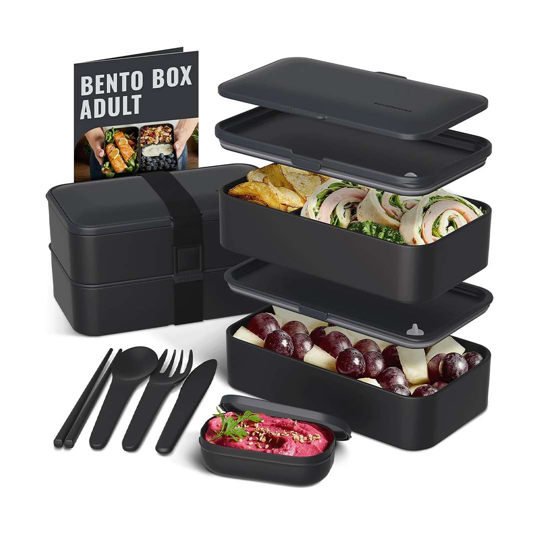 علبة بينتو بريميوم من Bentoheaven مع فواصل، مجموعة علب طعام آمنة للاستخدام في الميكروويف